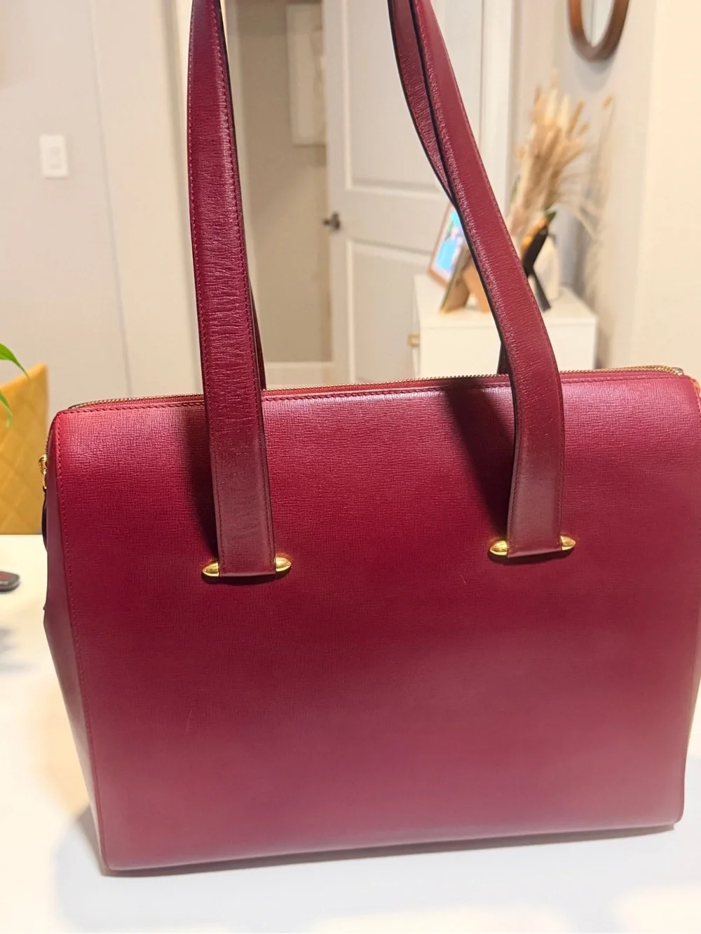 Must de Cartier Bordeaux Leather Bag Vintage Tote Authentic with Dust Bag & COA